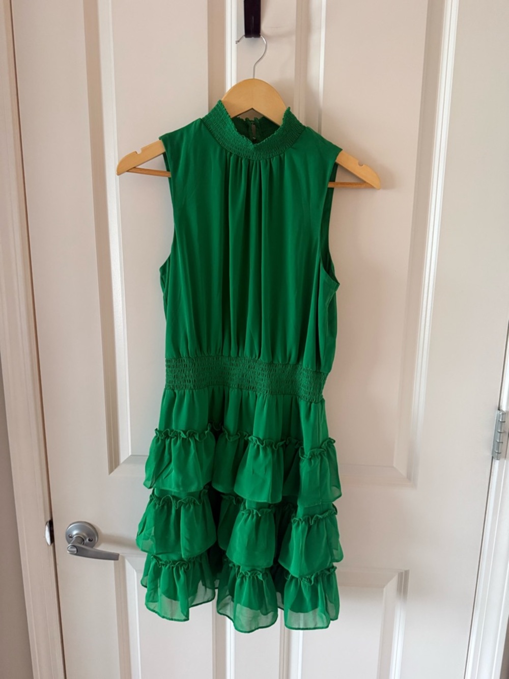 1. State Smocked Green Ruffle Tiered Sleeveless Dress Size Medium